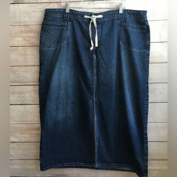 VINTAGE VENEZIA DENIM MODEST‎ MAXI SKIRT IN BLUE - Picture 1 of 6